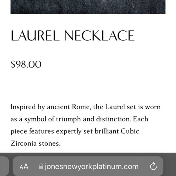 Laurel Necklace - Platinum Plated/ 42 Prong Set White Cubic Zirconia - Picture 5 of 5